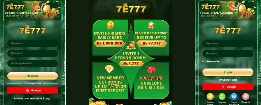 7E777 Game APK Download login page