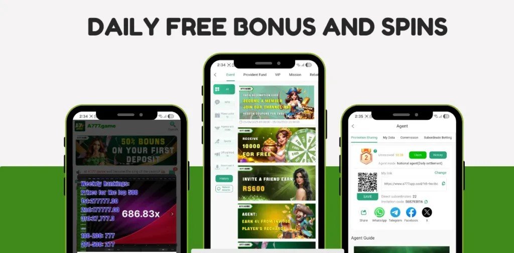 A777 Game bonus page