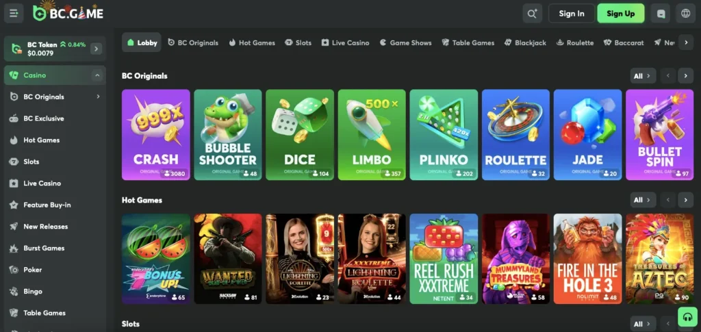 BC Game APK Download interface