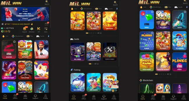 Mil Win Game APK Download Interface page