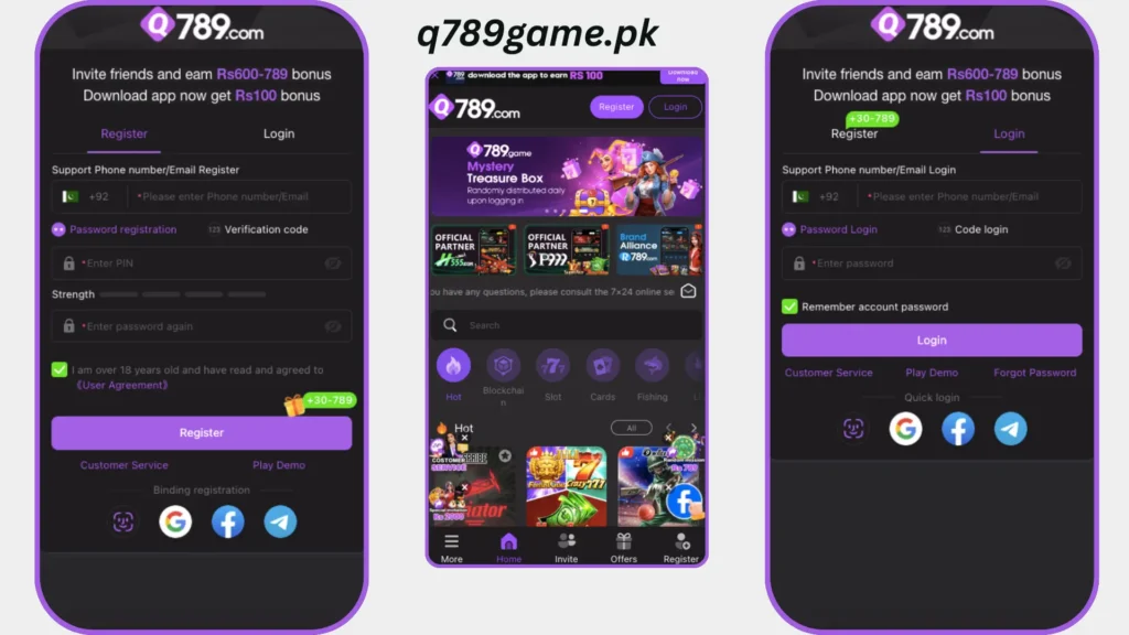 Q789 Game login page