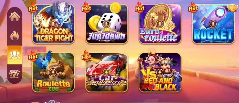 Game app dashboard of real money gaming interface of slots poker and fish shooting games in Pakistan.