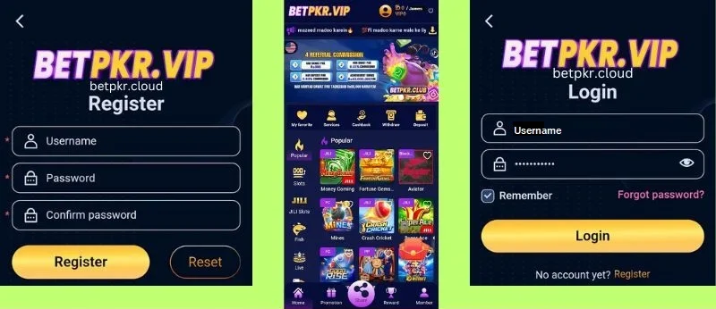 BETPKR Game APK Lgin page