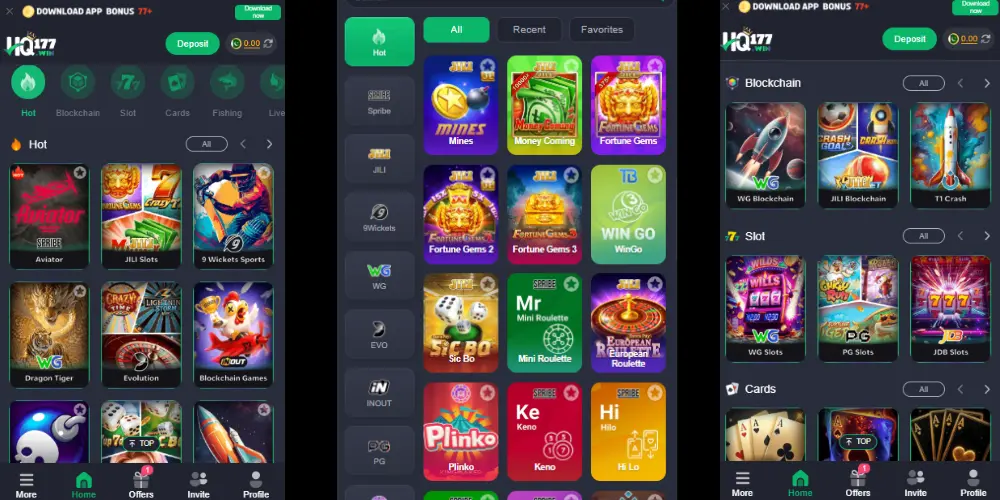 HQ177 Game interface