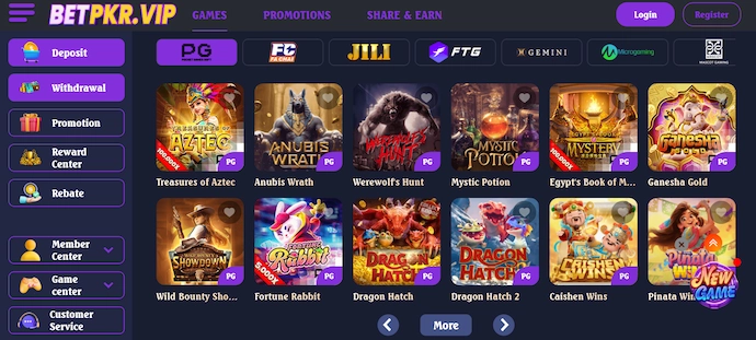BETPKR Game download apk interface