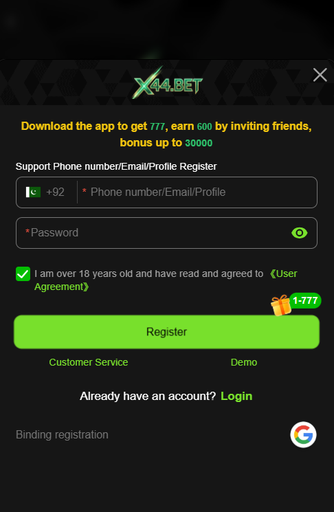 X44Bet Game APK Download Screen 