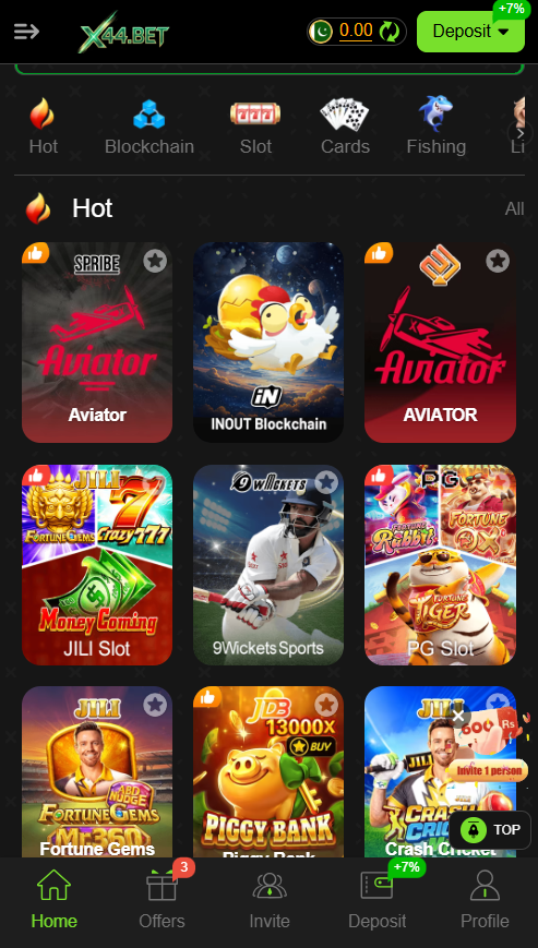 X44Bet Game APK Download Latest Earning Interface Page