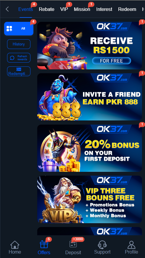 OK37 Game APK Latest Bonus Sheet